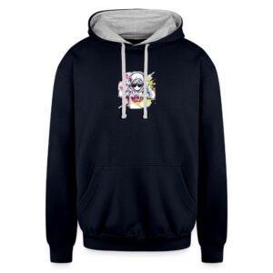aspie merch Hoods Up, Volume Down, paint out Unisex Contrast Hoodie