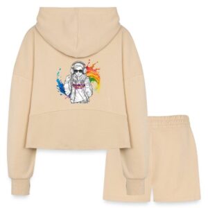Autism Awareness Hoods Up Volume Down Lights Out 7 Women’s Cropped Hoodie & Jogger Short Set