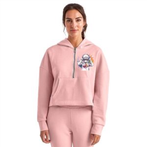 Autism Awareness Hoods Up Volume Down Lights Out 4 Women's Half Zip Cropped Hoodie