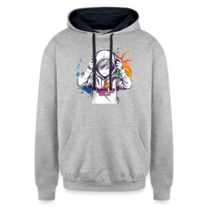 Autism Acceptance Hoods Up Volume Down Lights Out6 Unisex Contrast Hoodie