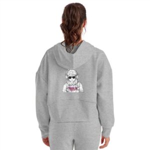 Autism Acceptance Hoods Up Volume Down Lights Out2  Women's Half Zip Cropped Hoodie