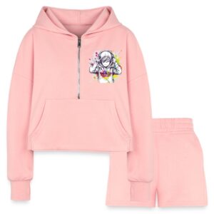 Autism Awareness Hoods Up Volume Down Lights Out 3 Women’s Cropped Hoodie & Jogger Short Set