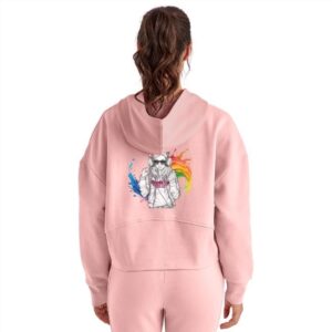 Autism Acceptance Hoods Up Volume Down Lights Out1 Women's Half Zip Cropped Hoodie