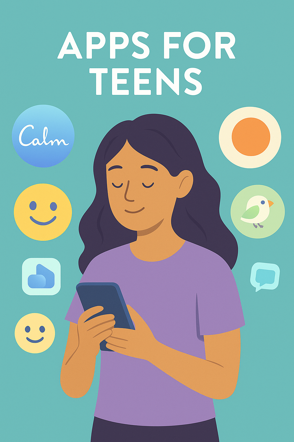 Teen with wellbeing apps