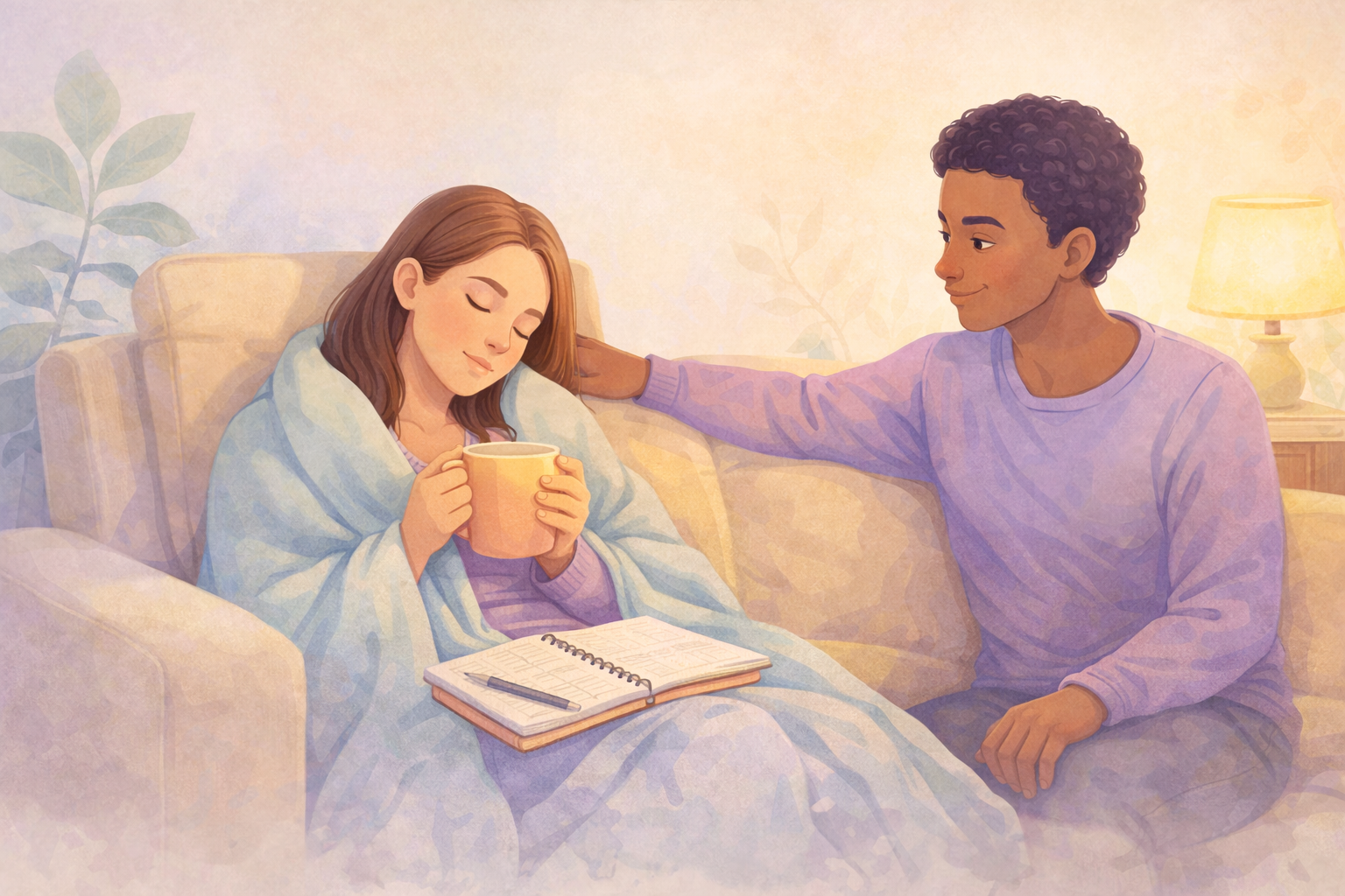 Chronic illness & pain — a calm supportive illustration