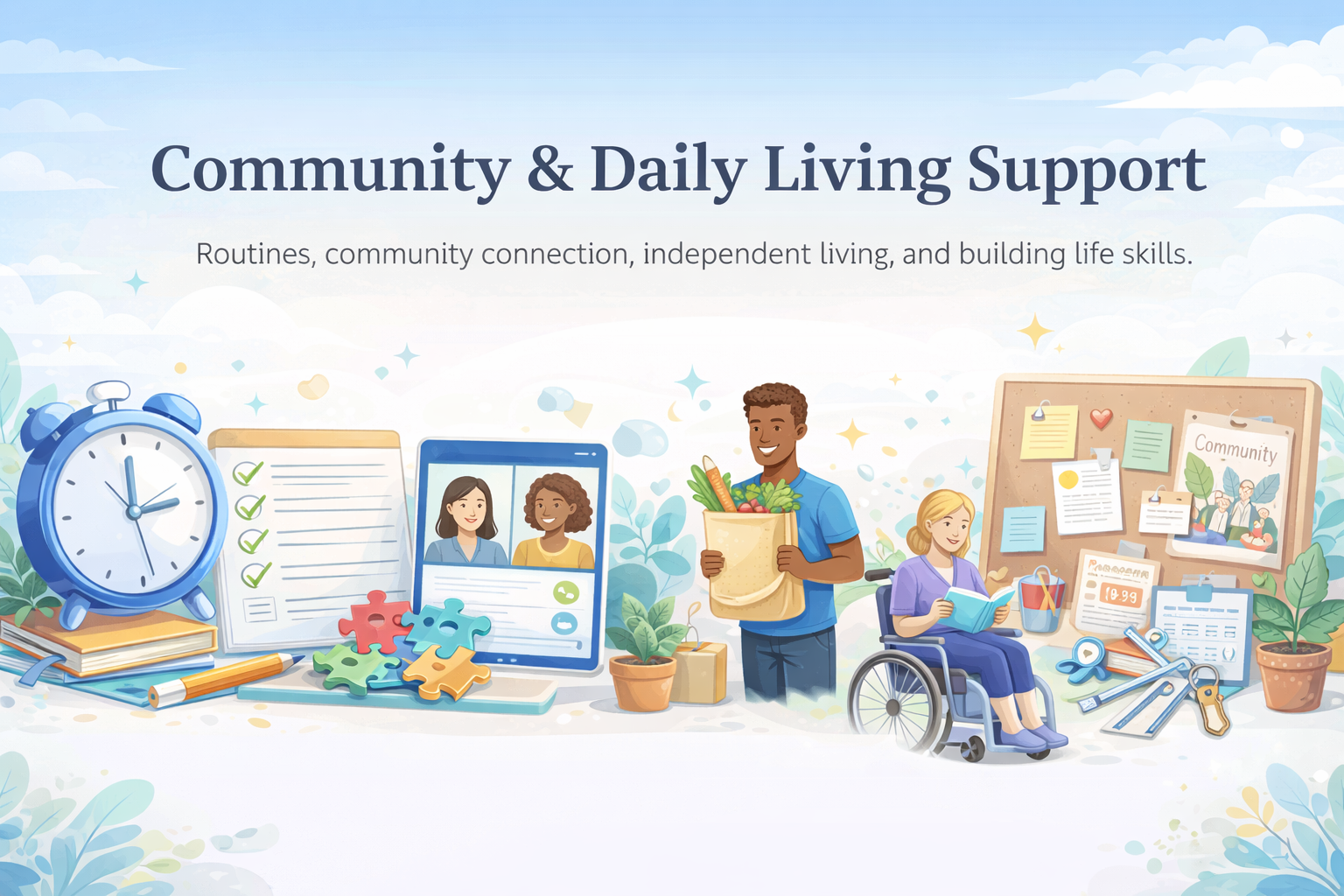 Community & Daily Living Support — banner showing inclusive everyday life supports