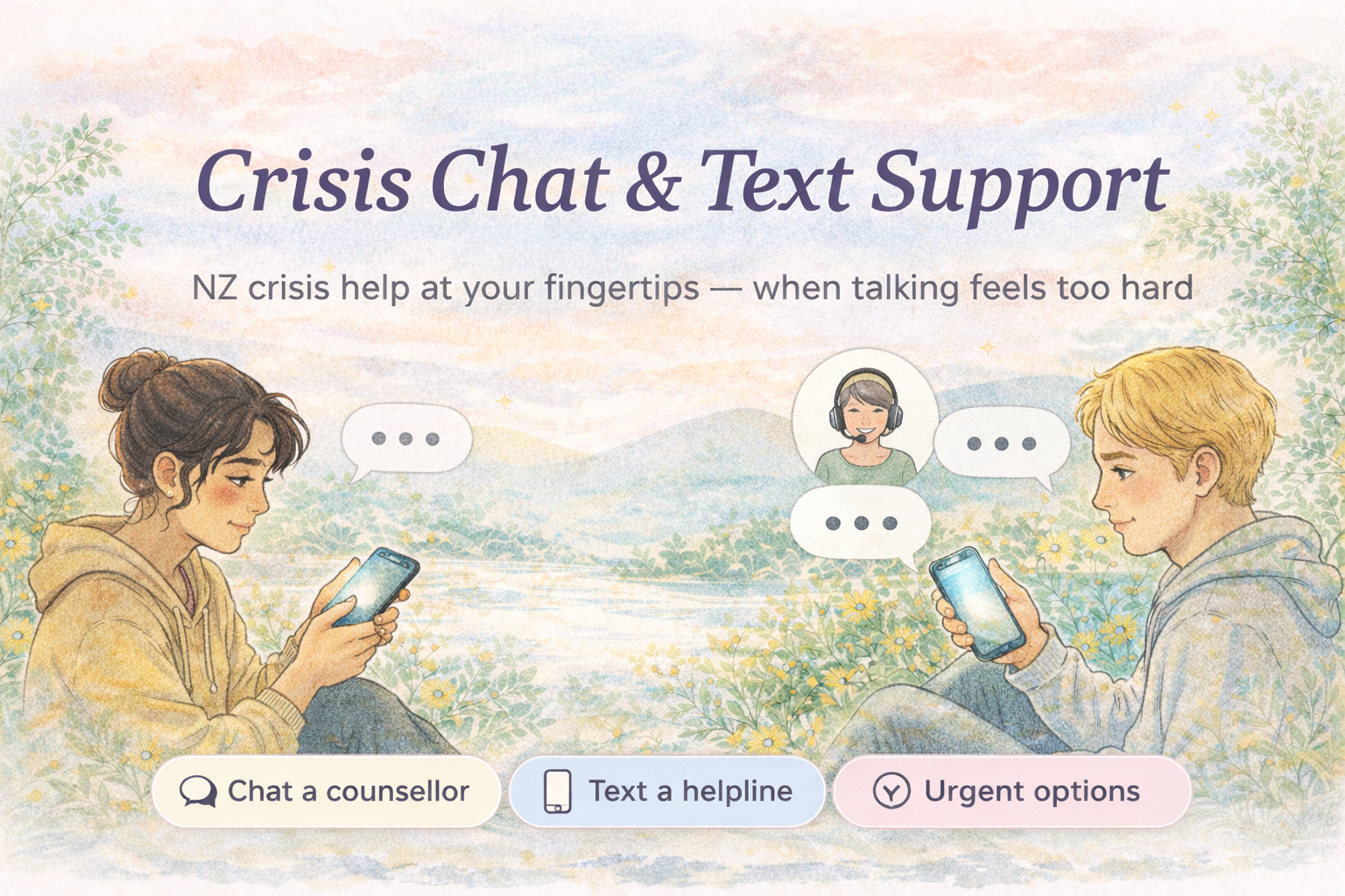 Crisis chat and text support — NZ crisis support banner