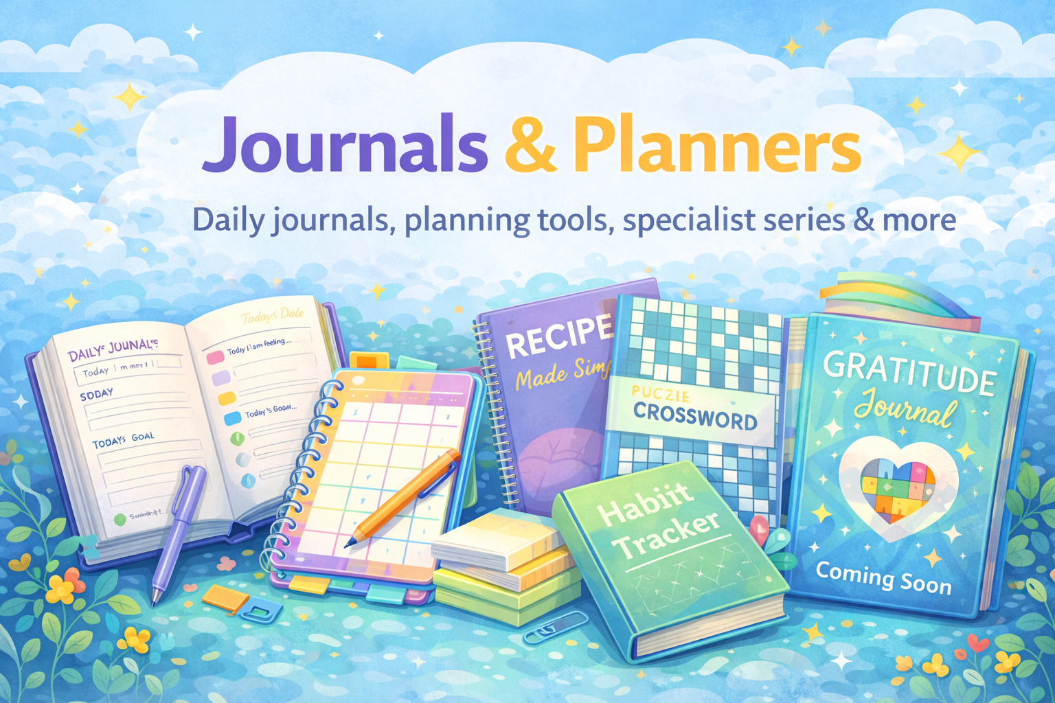Journals and planners for reflection, routines and daily wellbeing