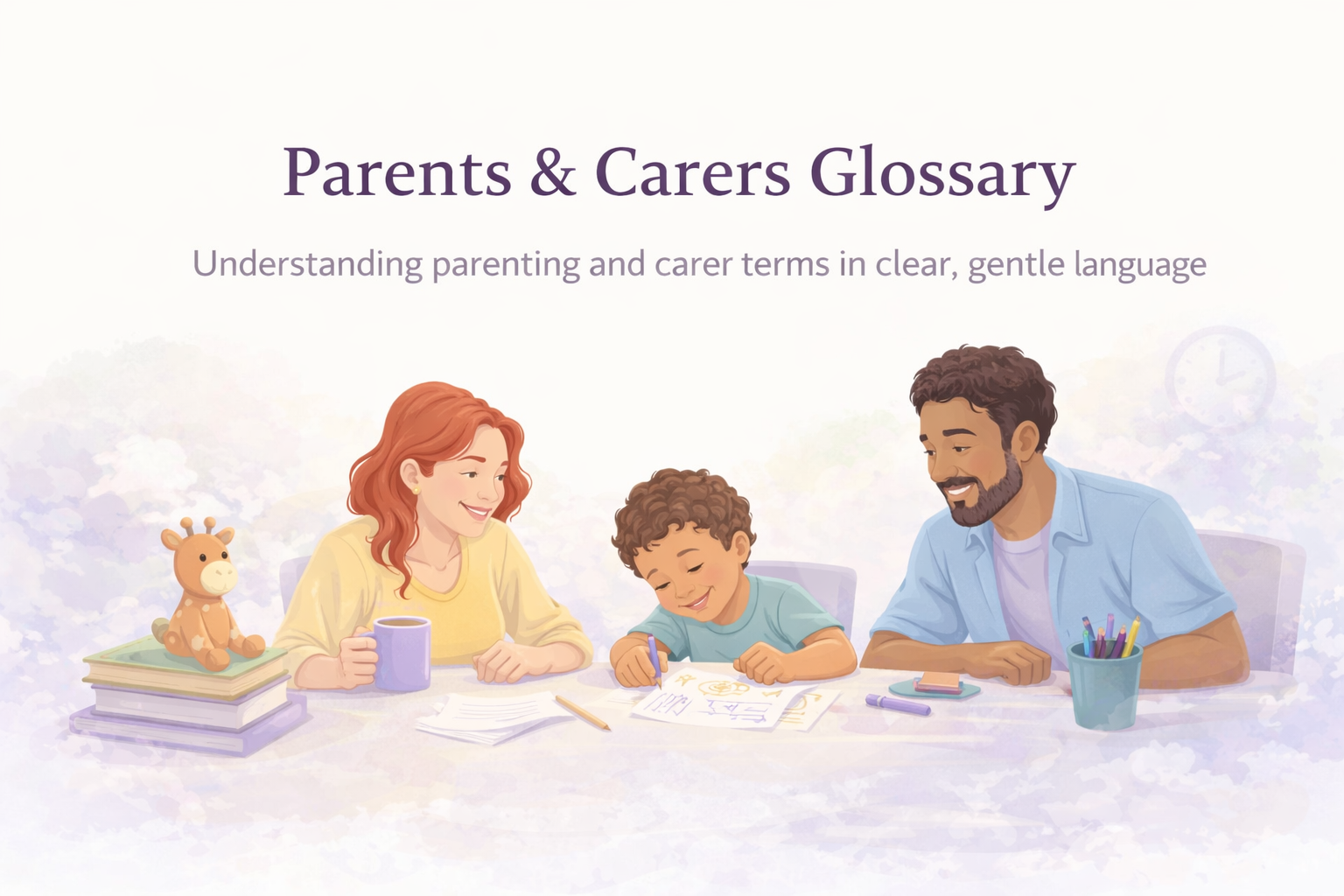 Parents & Carers Glossary banner — calm and welcoming