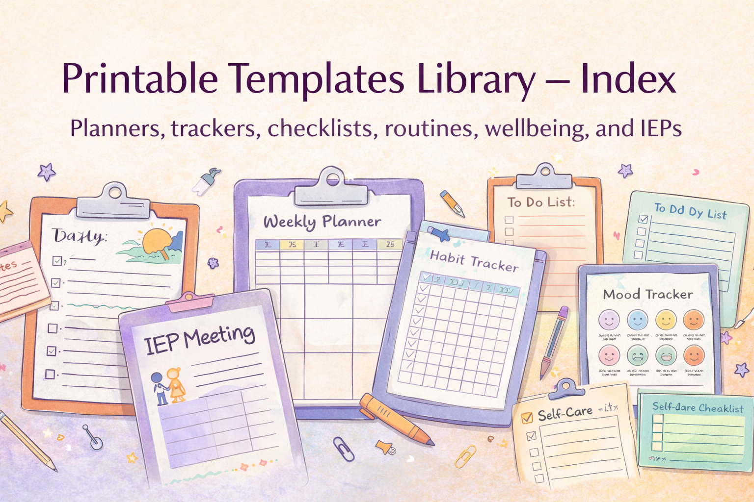 Printable Templates Library — Index banner