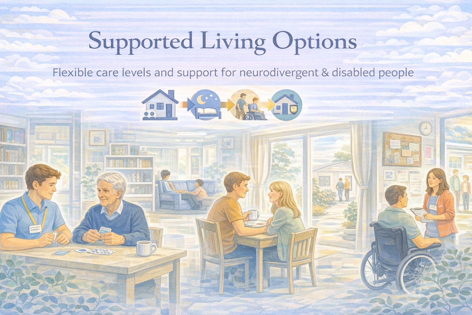 Supported Living Options — shared home and support illustration.