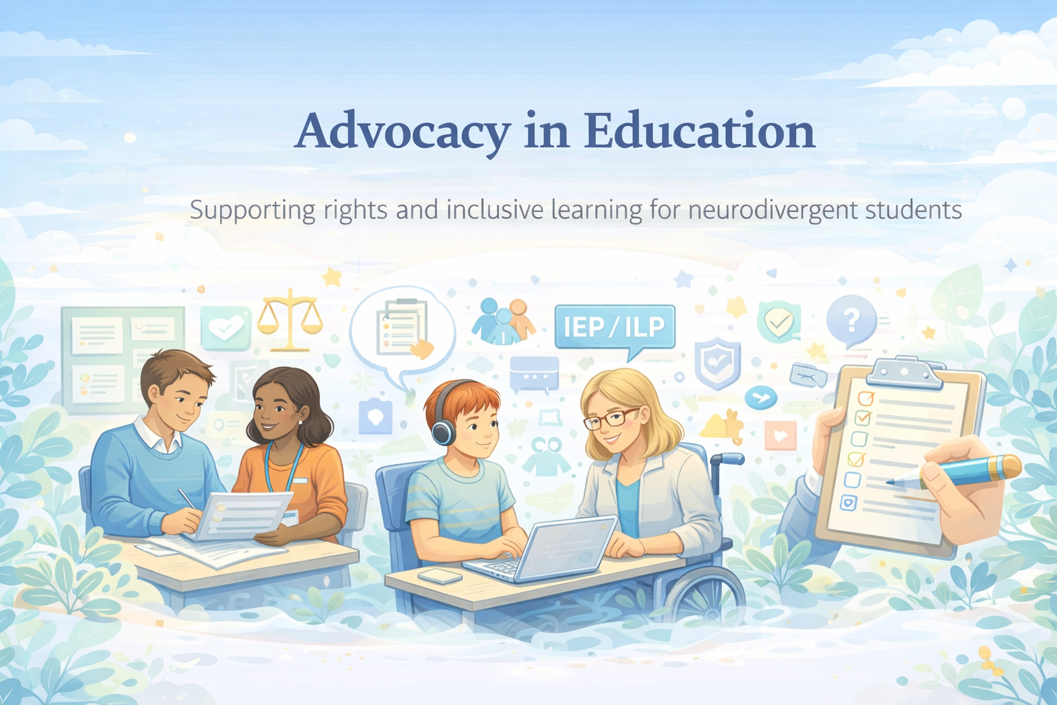 Advocacy in education support banner showing collaboration, rights, and inclusive learning