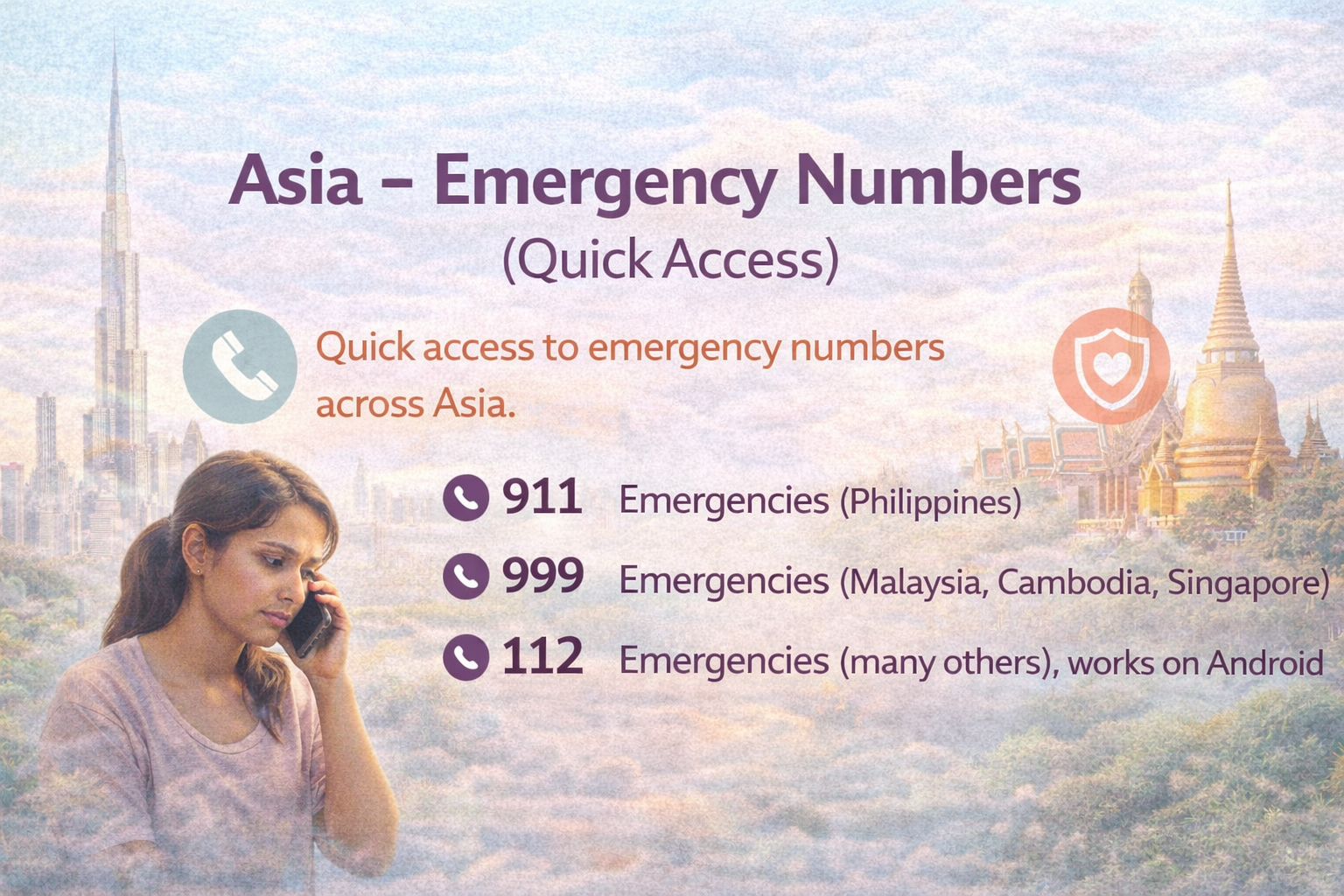 Asia – Emergency Numbers (Quick Access) banner