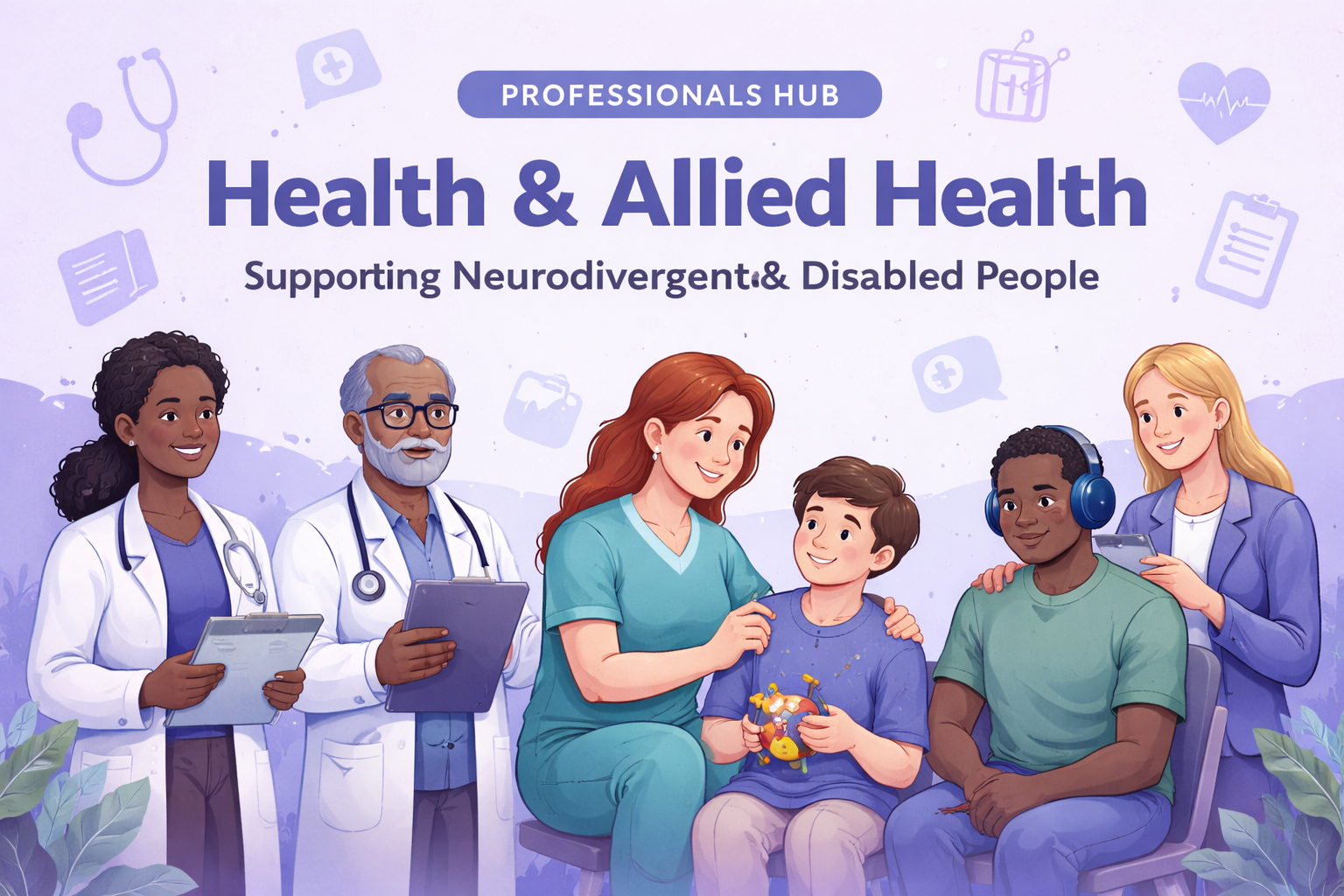 Professionals Hub banner: Health & Allied Health — Supporting neurodivergent & disabled people