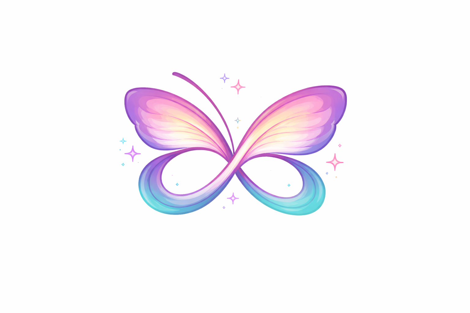 Pastel color butterfly with pastel blue on bottom wings and pastel pink and purple at the top for the wings.