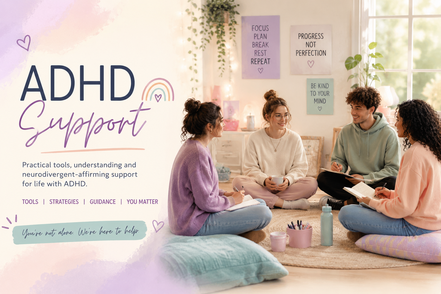 ADHD Support - practical tools, gentle guidance, and neurodivergent-affirming support