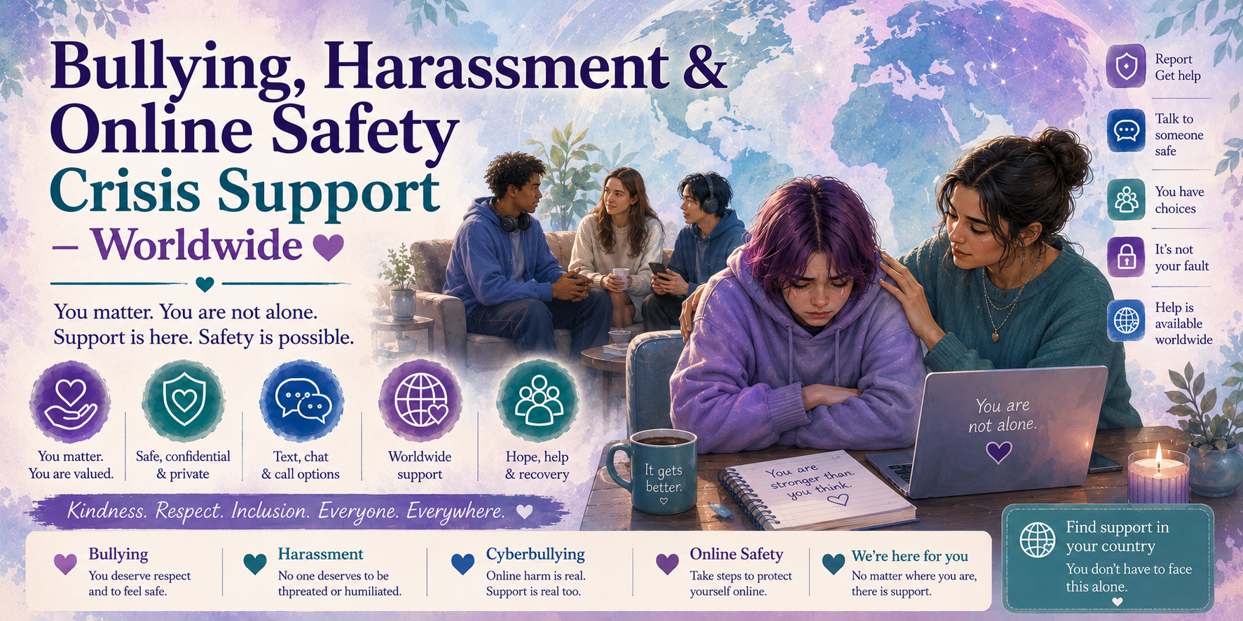 Bullying Harassment and Online Safety Crisis Support Worldwide