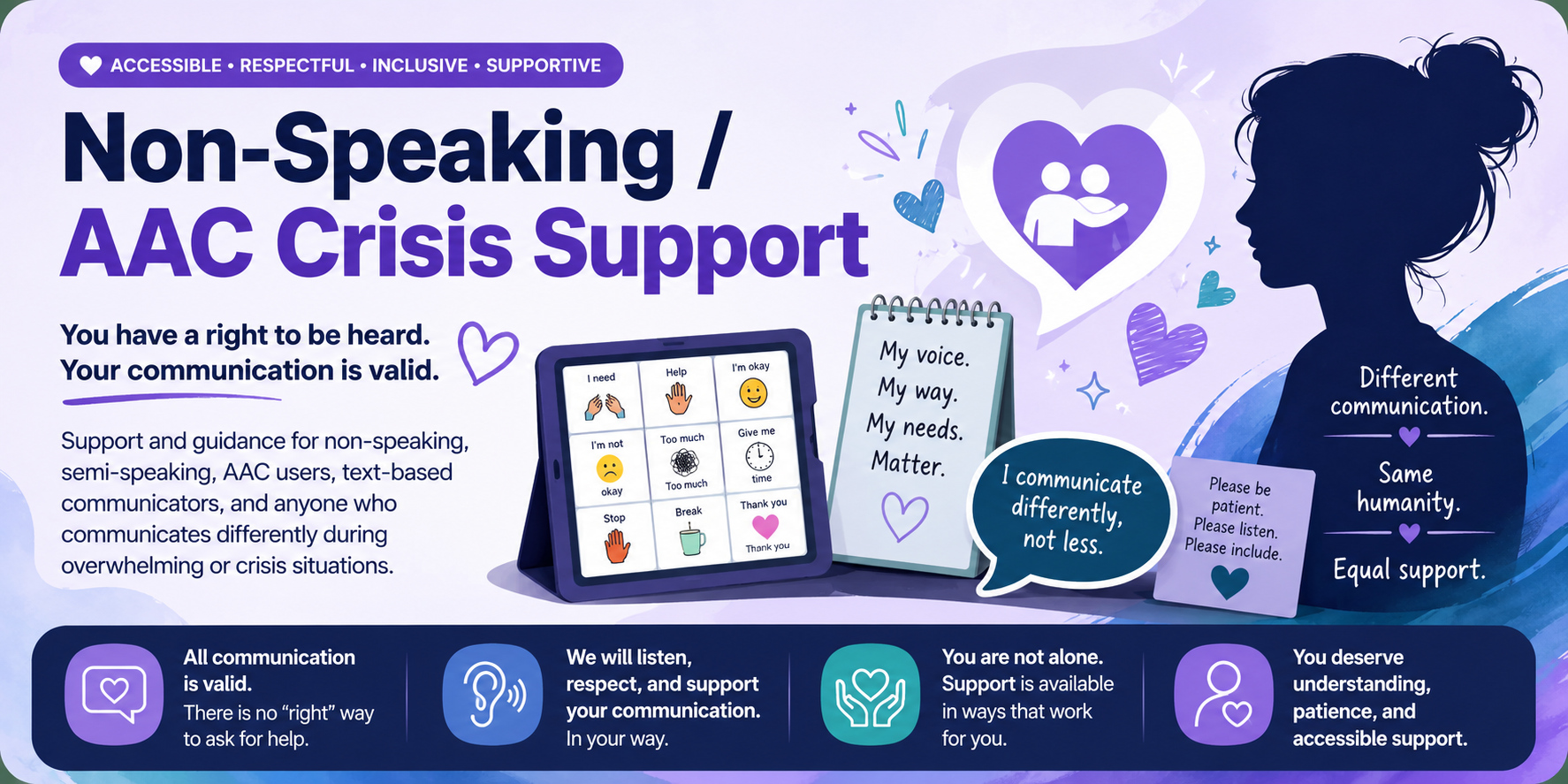 Non-Speaking AAC Crisis Support Banner