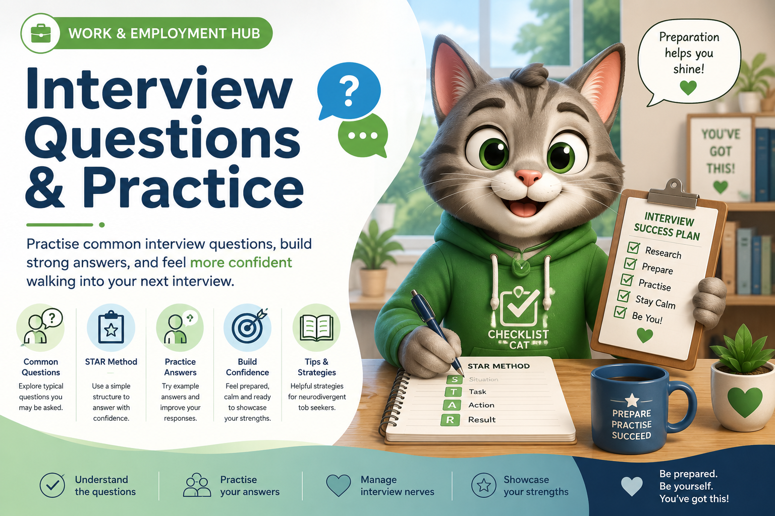 Interview Questions and Practice — common questions, STAR examples and confidence-building practice
