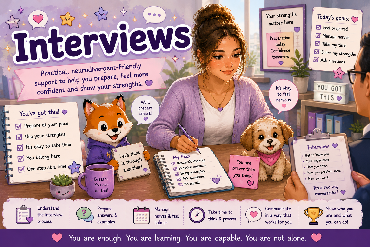 Interviews practical neurodivergent-friendly support to help prepare, feel more confident and communicate strengths