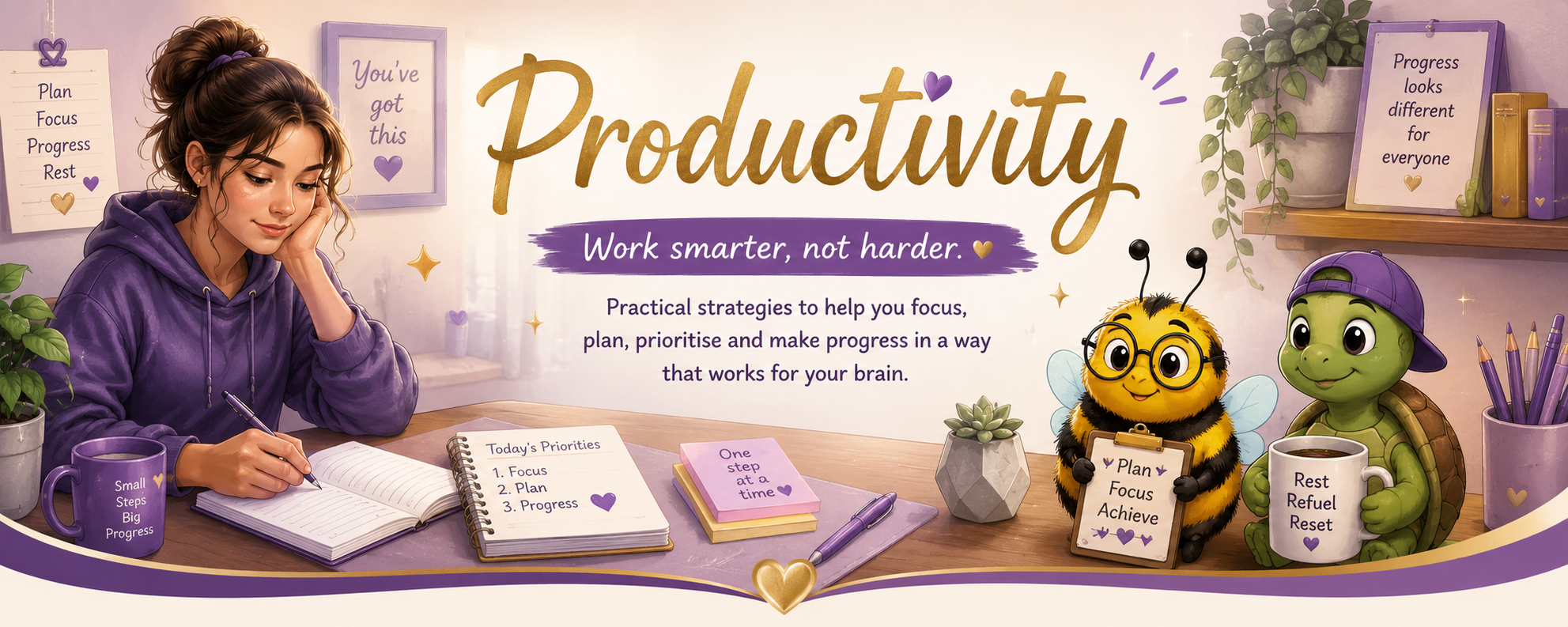 Productivity strategies for focus, planning, progress and balanced work
