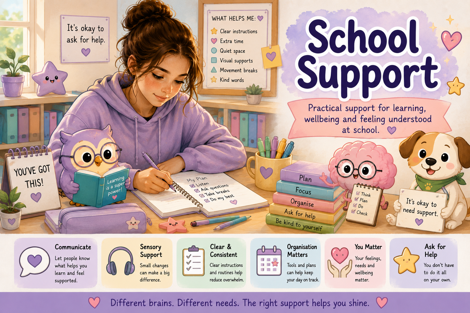 School Support with practical learning, sensory, communication and wellbeing support