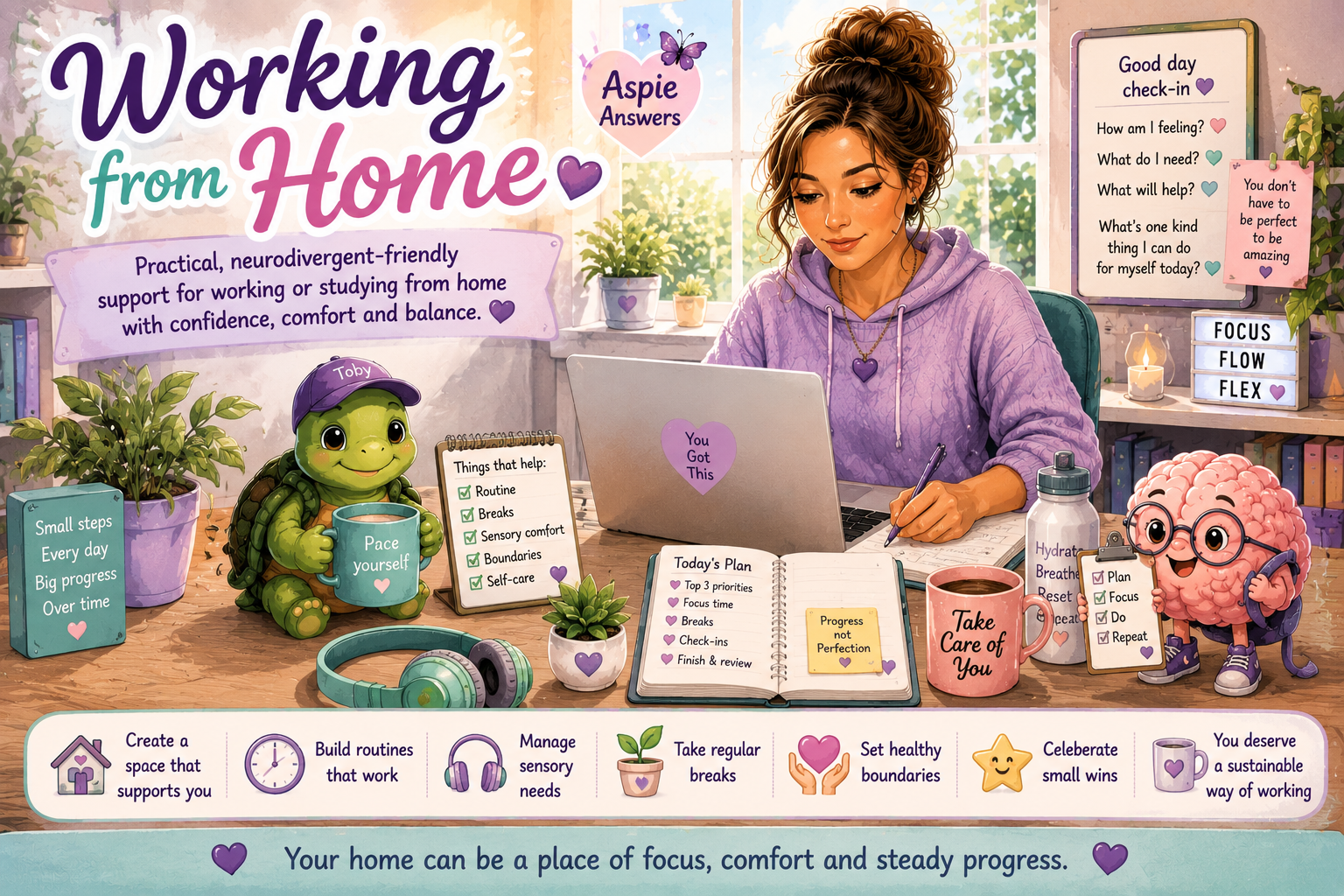 Working From Home practical neurodivergent-friendly support for working and studying from home with comfort, confidence and balance