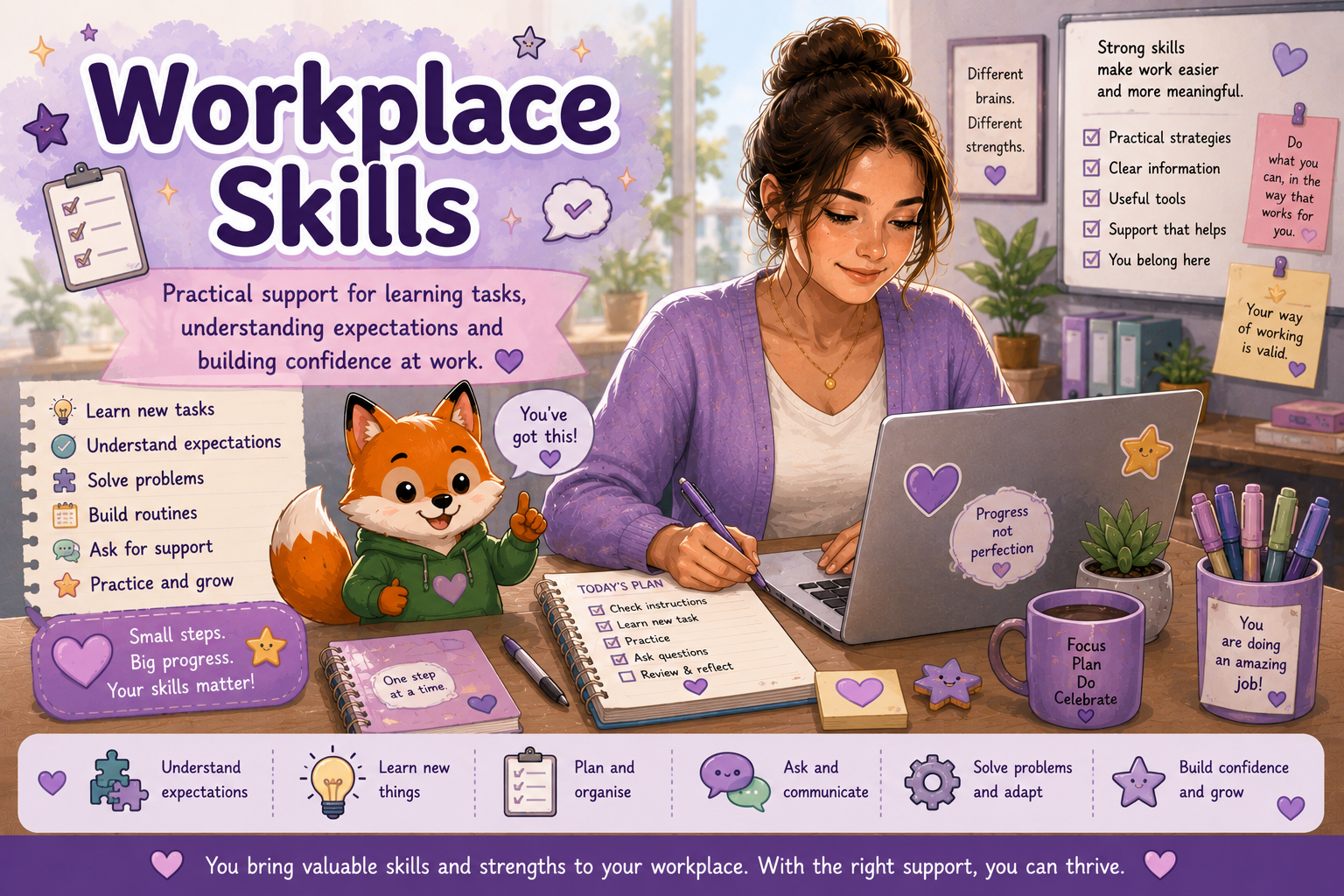 Workplace Skills practical support for learning tasks, understanding expectations and building confidence at work