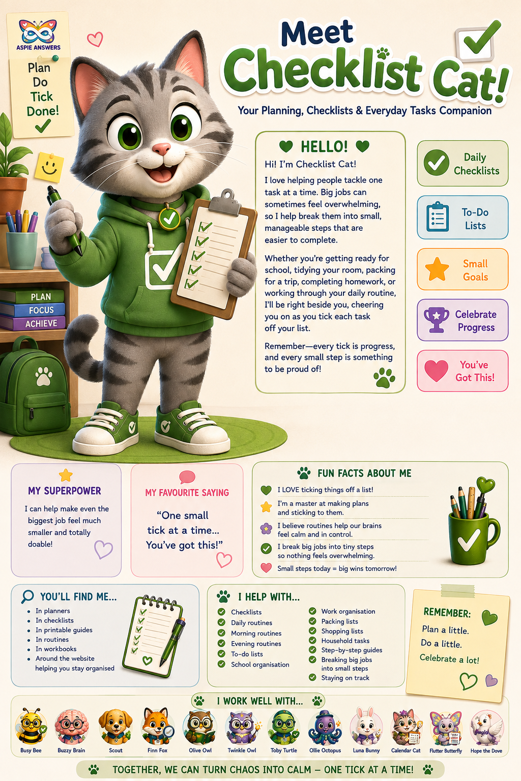 Meet Checklist Cat, the checklist & routine companion.
