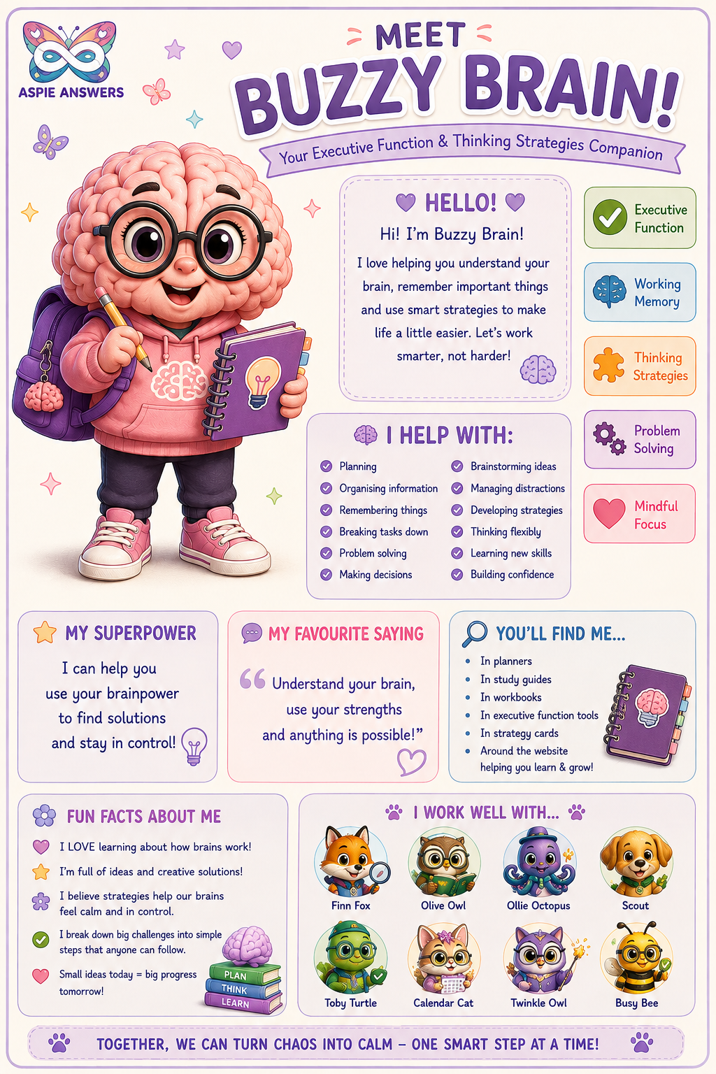 Meet Buzzy Brain, the executive function & learning companion.