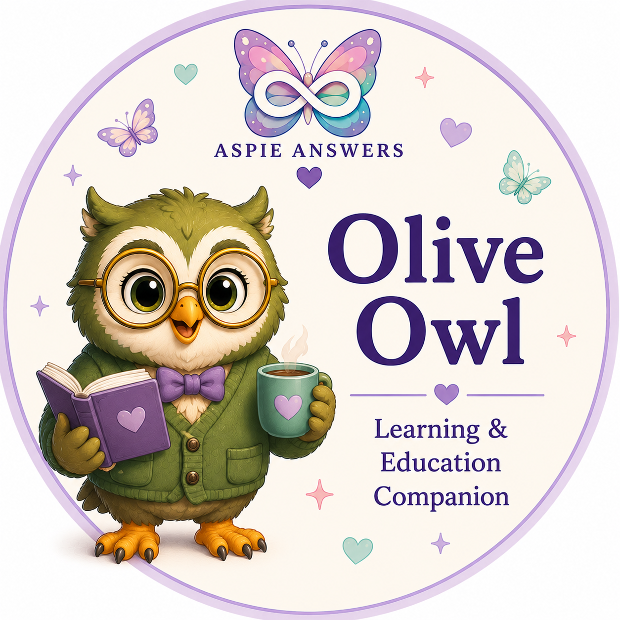 Olive Owl, official Aspie Answers learning companion