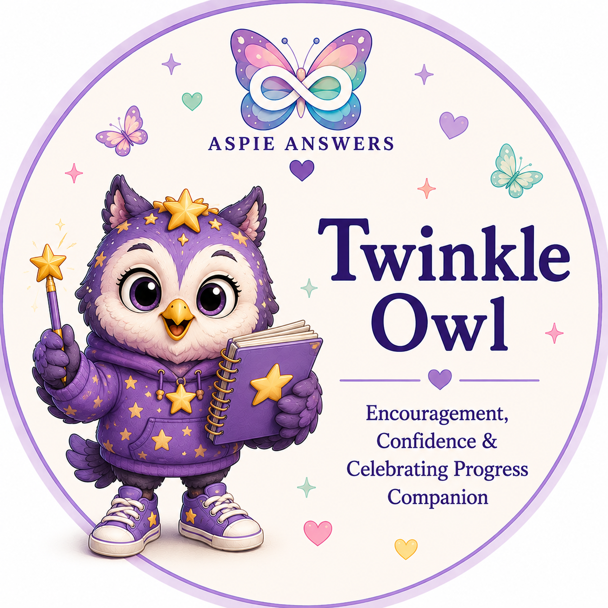 Twinkle Owl, official Aspie Answers learning companion