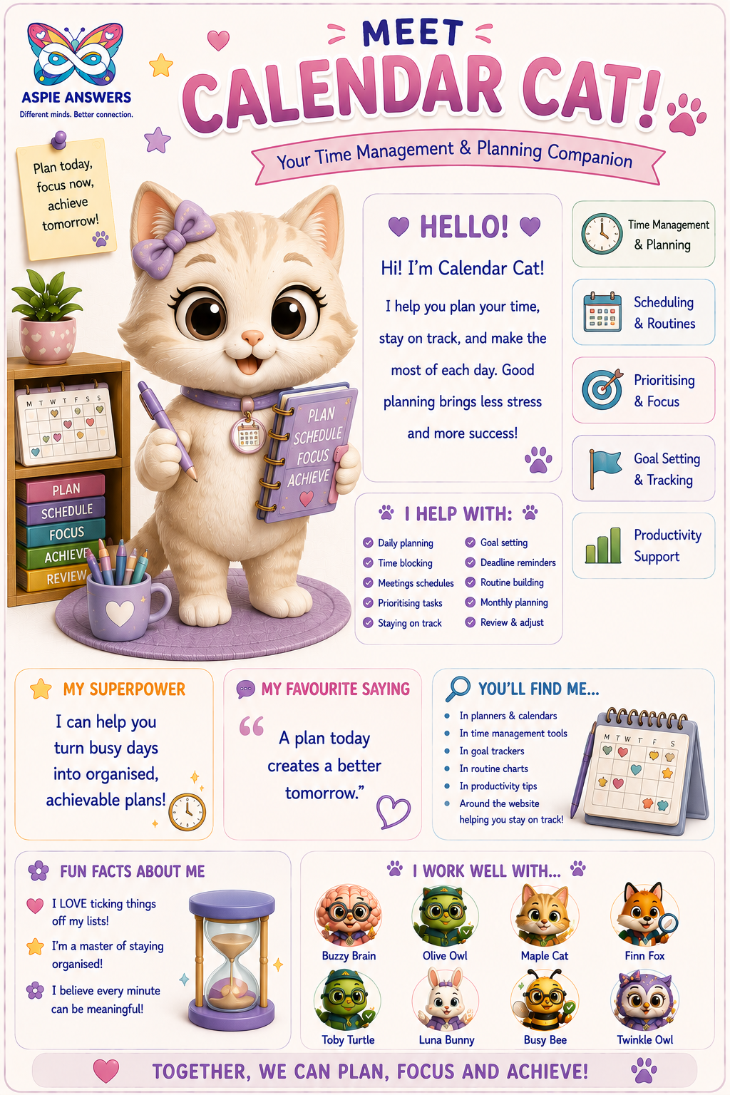 Meet Calendar Cat, the scheduling & time companion.