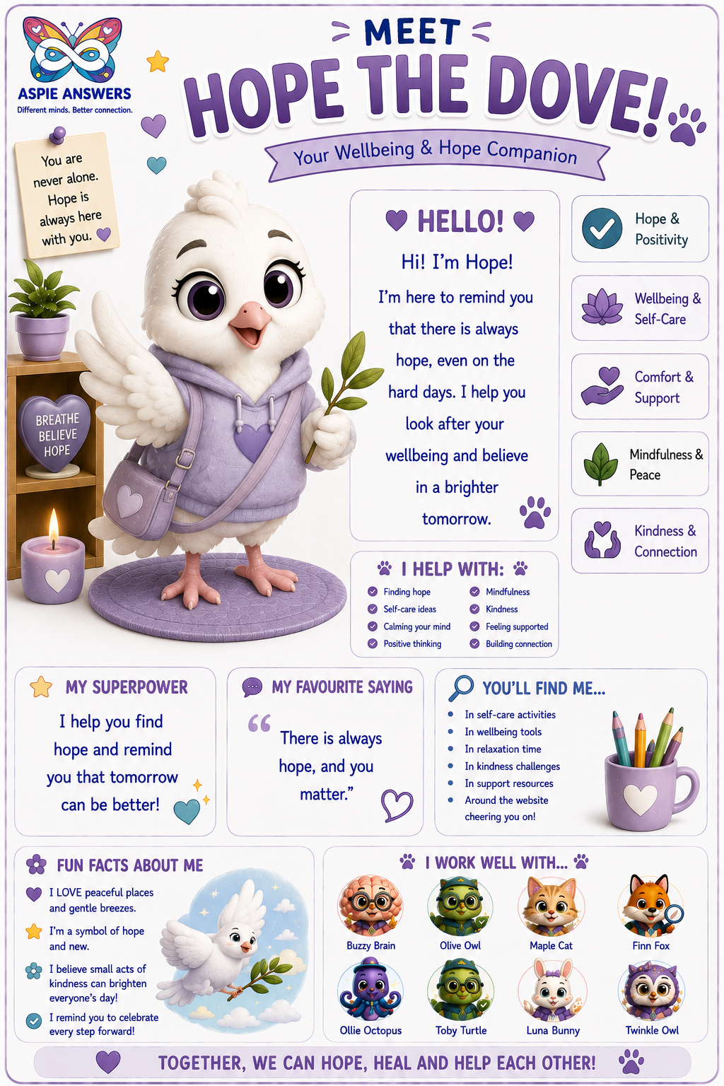 Meet Hope the Dove, the hope & calm companion.