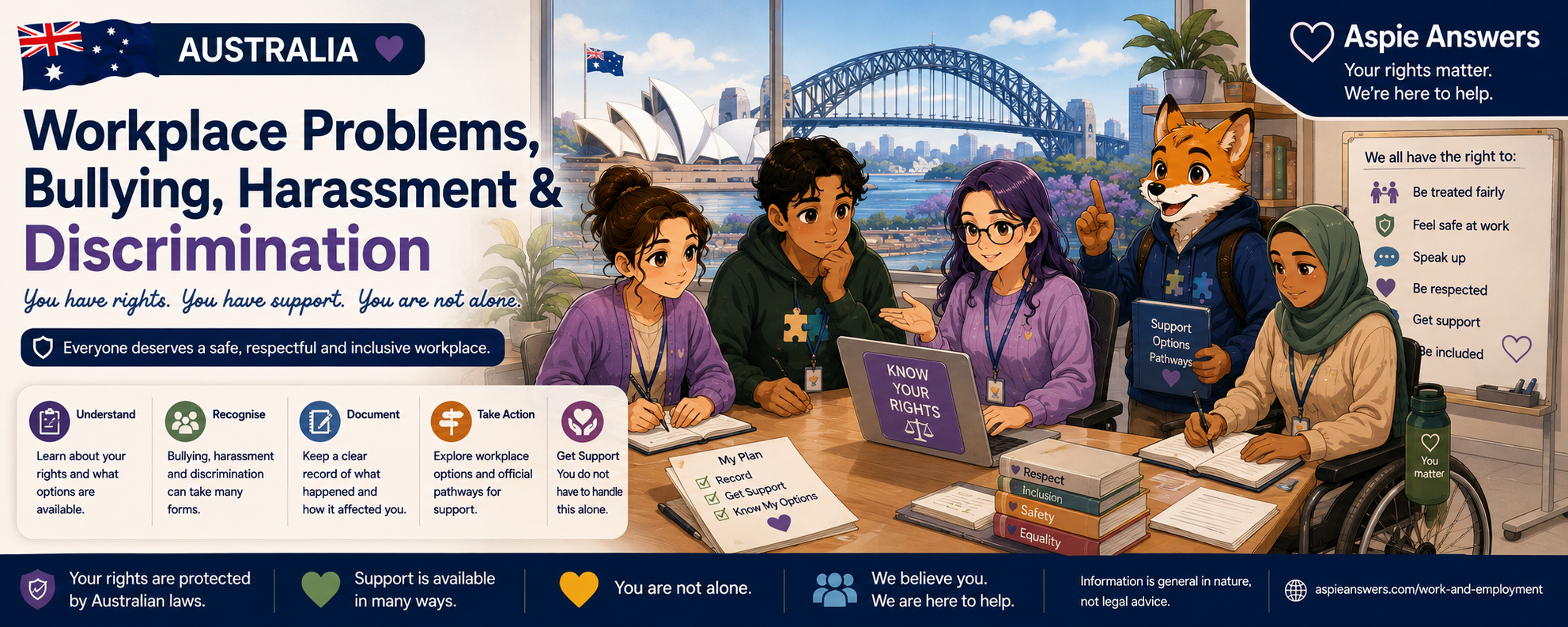 Australia workplace problems, bullying, harassment and discrimination guidance from Aspie Answers.