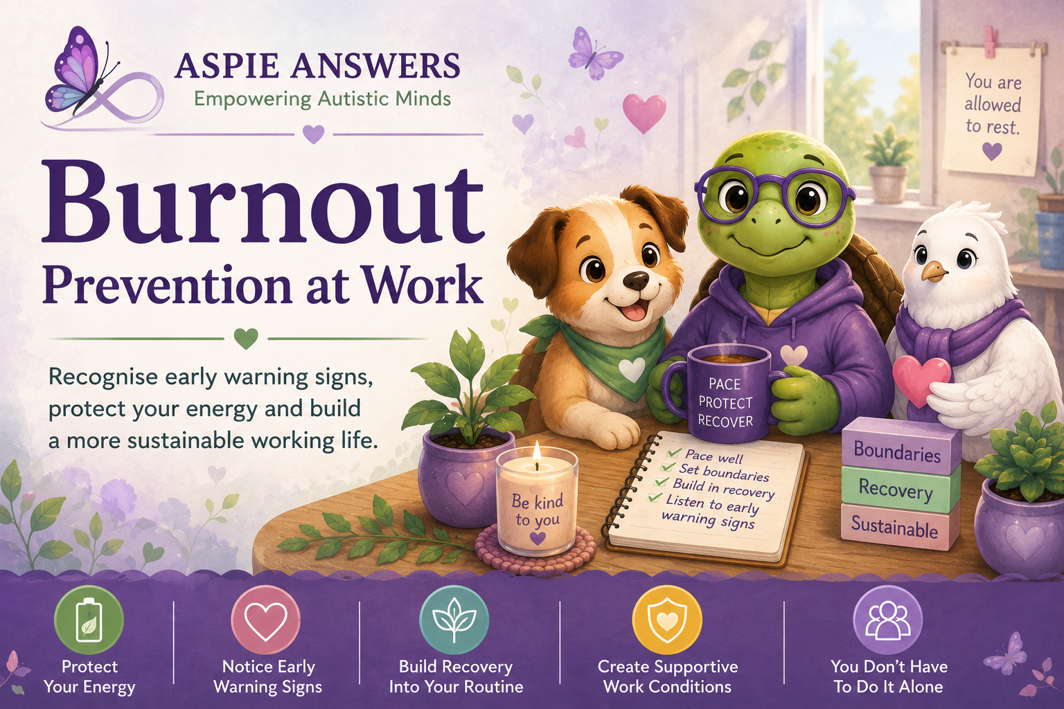 Burnout Prevention at Work - neurodivergent-friendly guidance for protecting energy, recognising early warning signs and building sustainable working habits