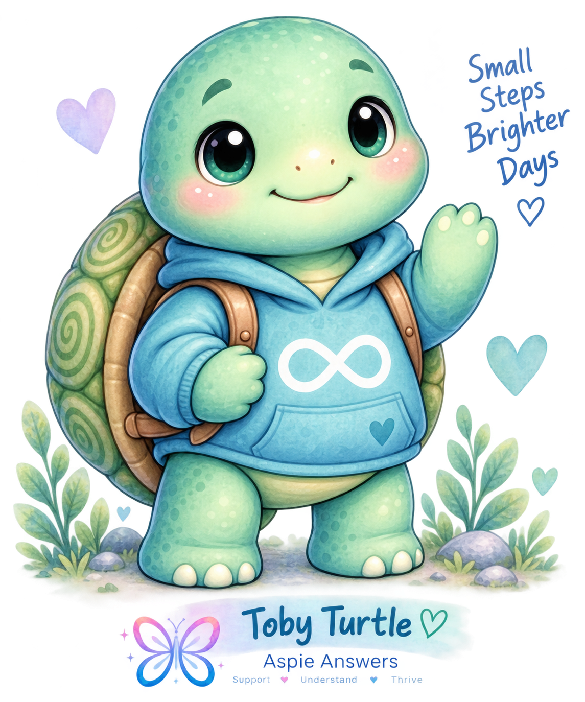 Toby Turtle, Aspie Answers Companion for pacing, energy and burnout prevention