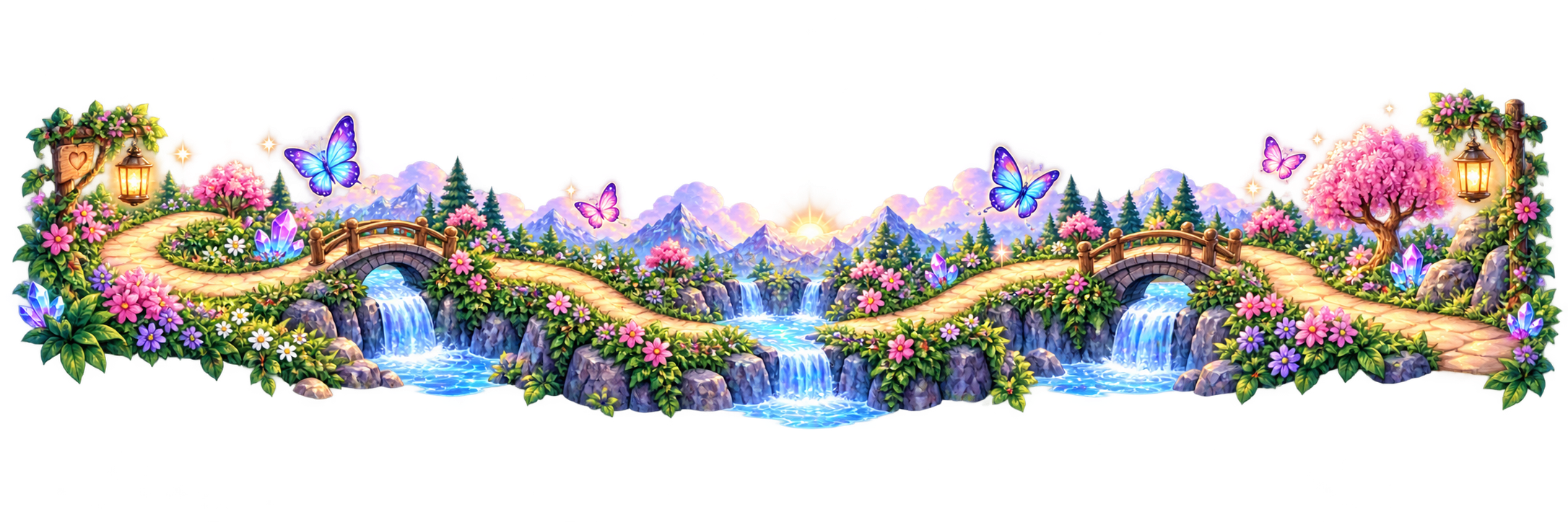 Pastel fantasy landscape welcoming visitors into the Aspie Answers Companion Universe Map.
