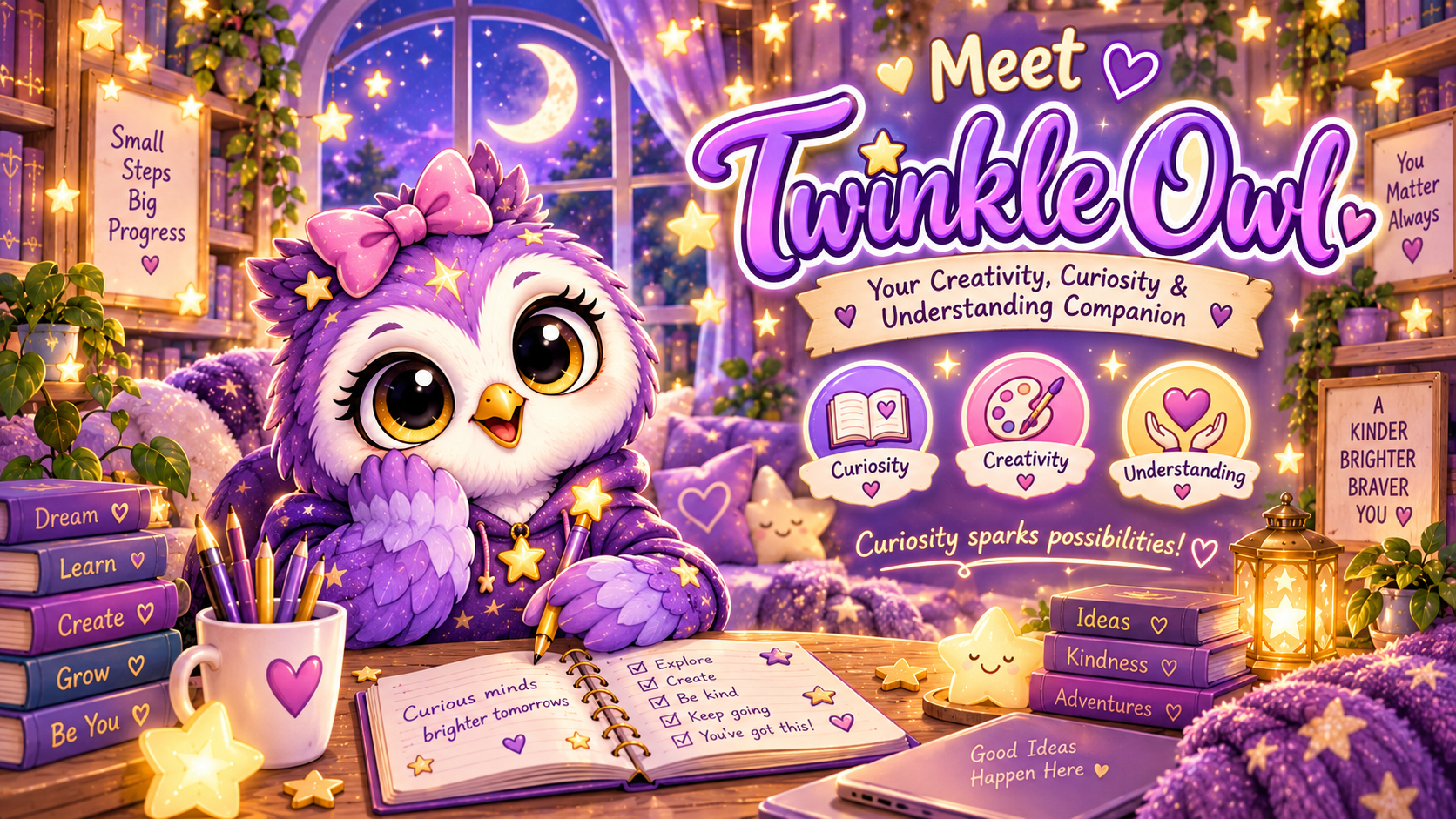 Meet Twinkle Owl, the Aspie Answers Learning Team Companion for creativity, curiosity and understanding.