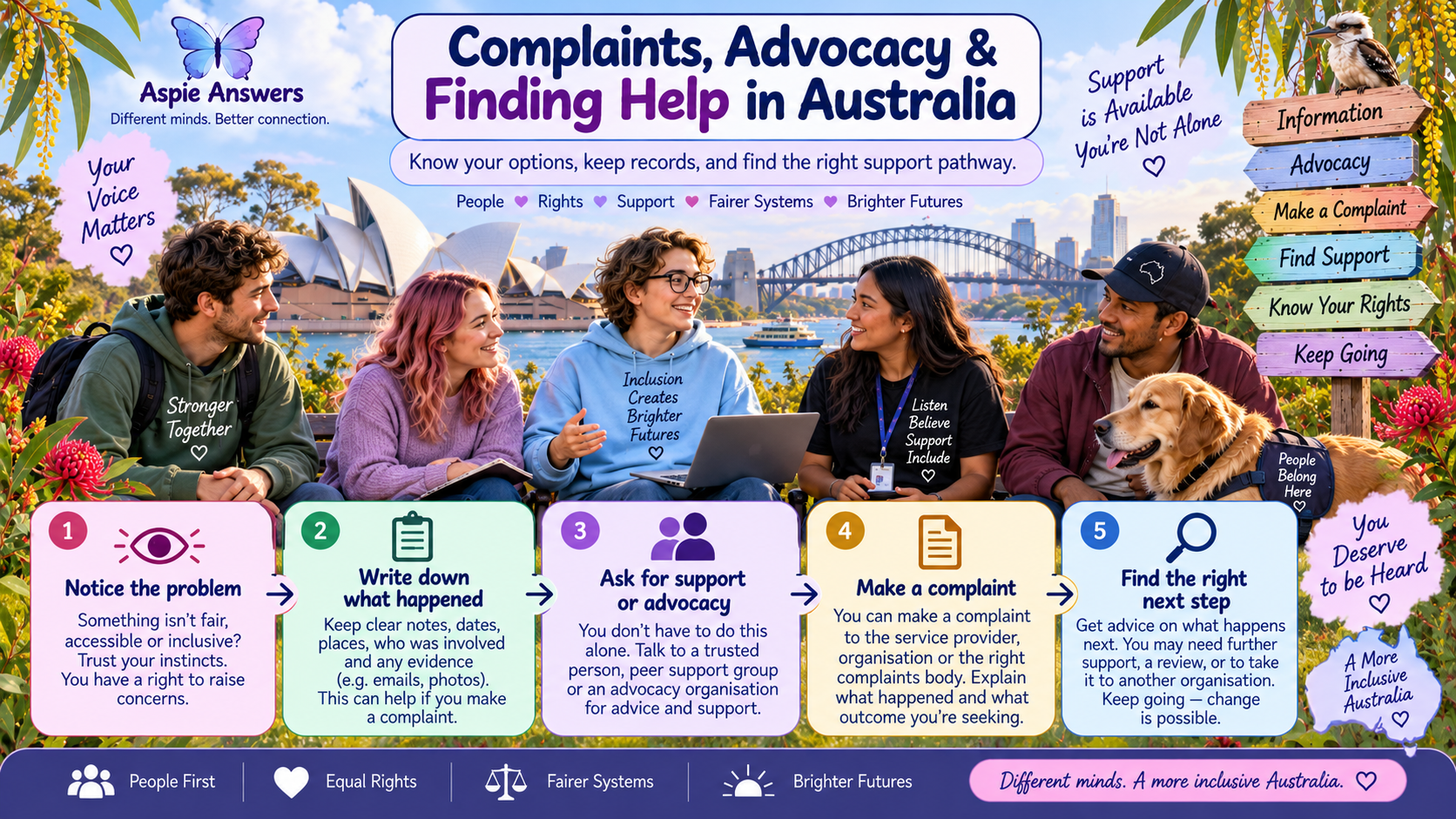 Complaints, Advocacy and Finding Help in Australia — notice the problem, keep records, ask for support, make a complaint and find the appropriate next step.