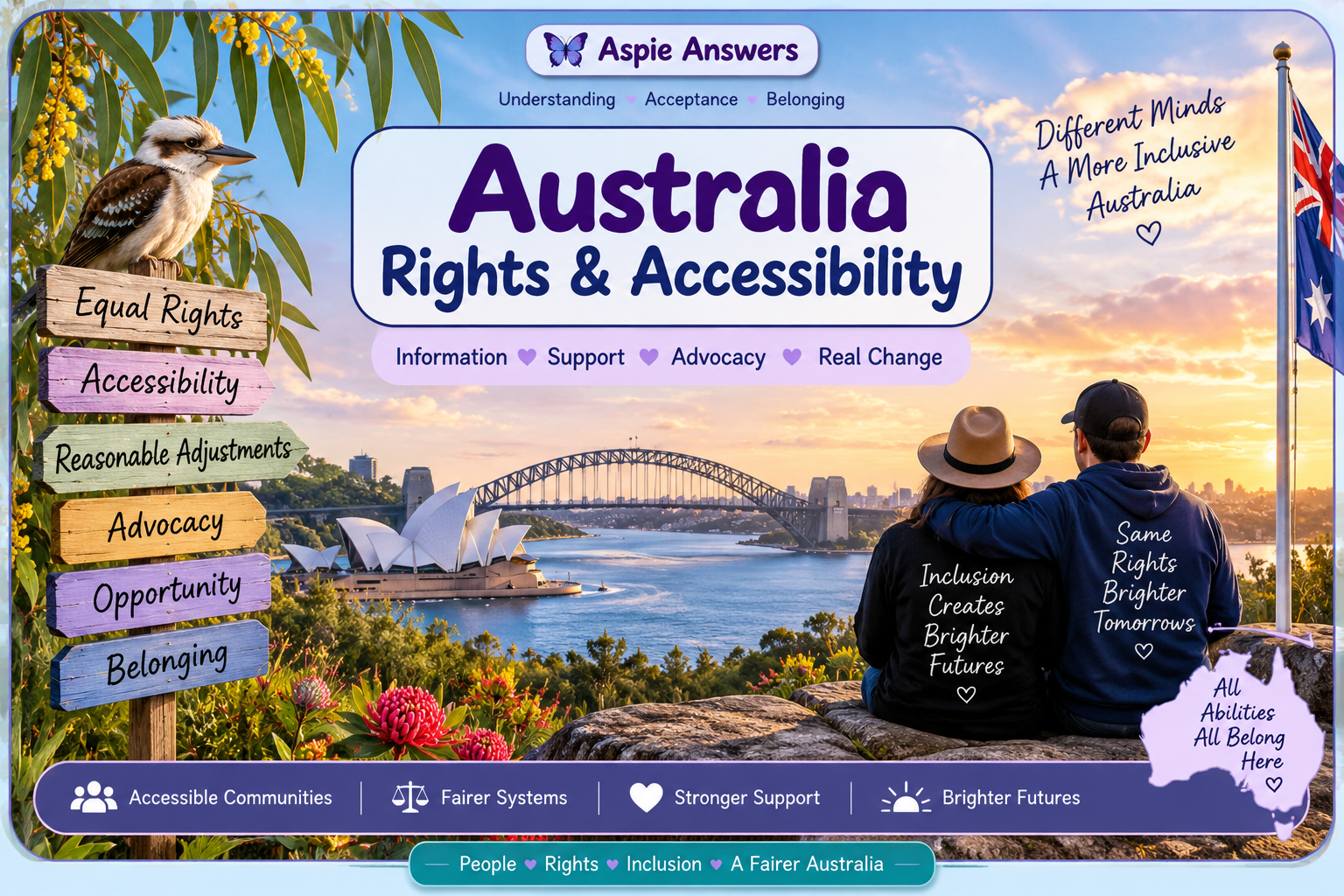 Australia Rights and Accessibility — equal rights, accessibility, reasonable adjustments, advocacy, participation and belonging.