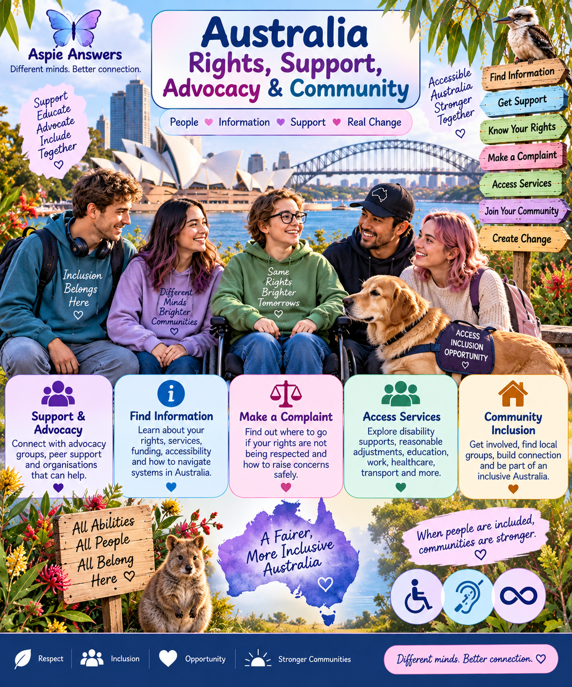 Australia rights, support, advocacy and community — finding information, making complaints, accessing services and building inclusive communities.