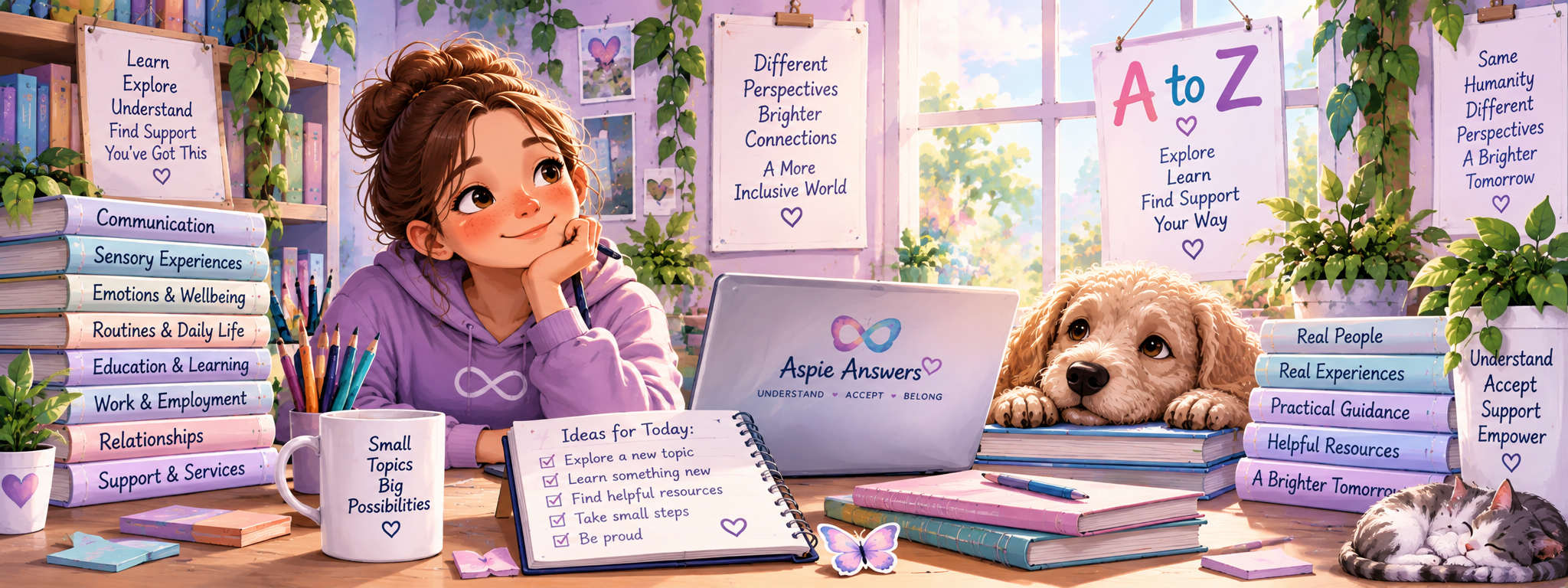 Autism Topics A–Z supportive study and learning illustration