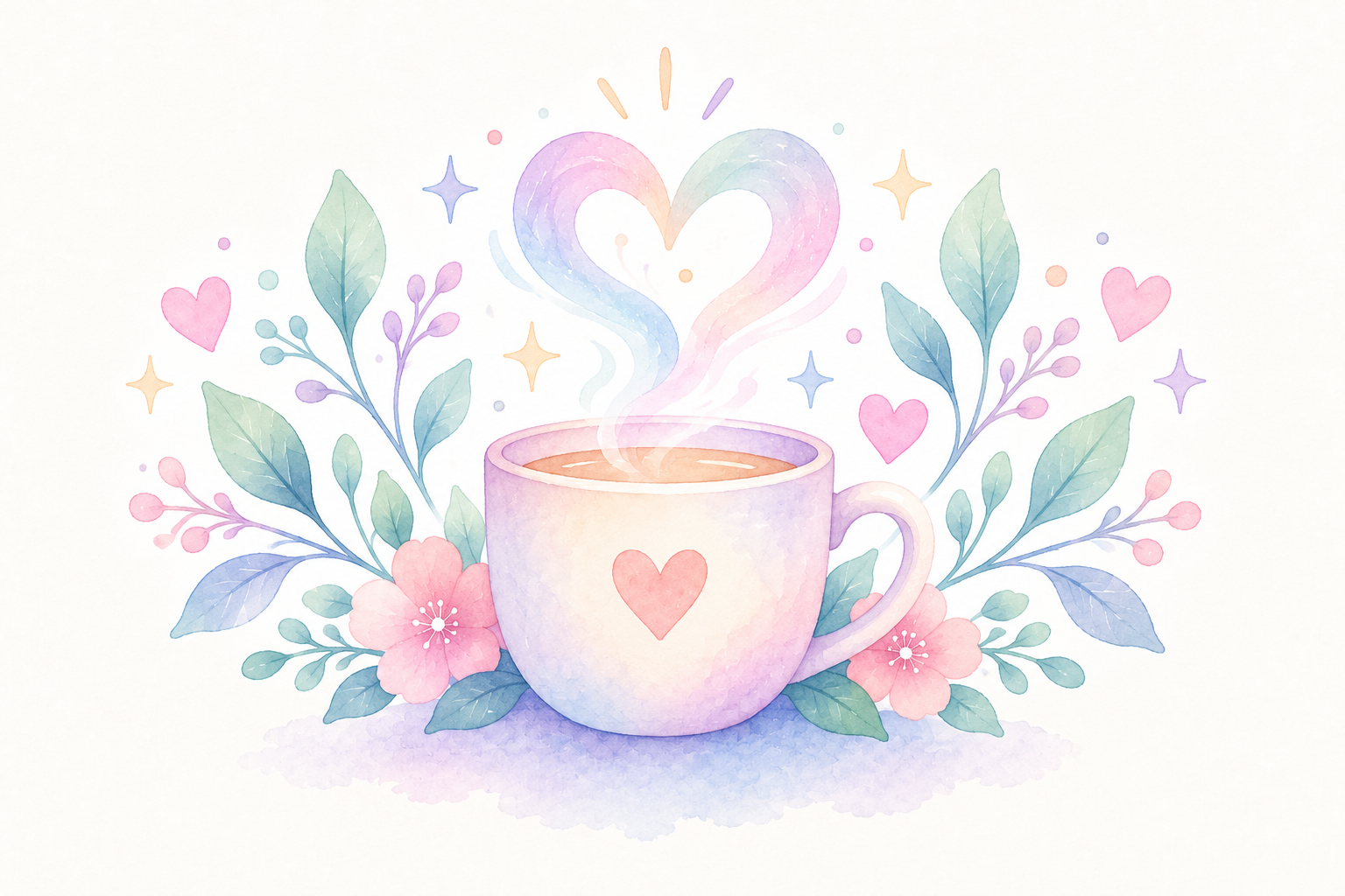 Pastel Fill Your Cup mental health and wellbeing illustration.