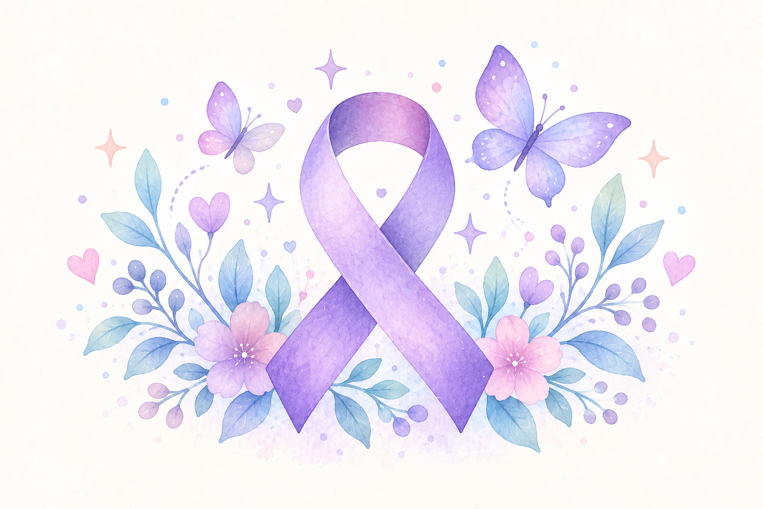 Pastel Purple Day and epilepsy awareness ribbon illustration.