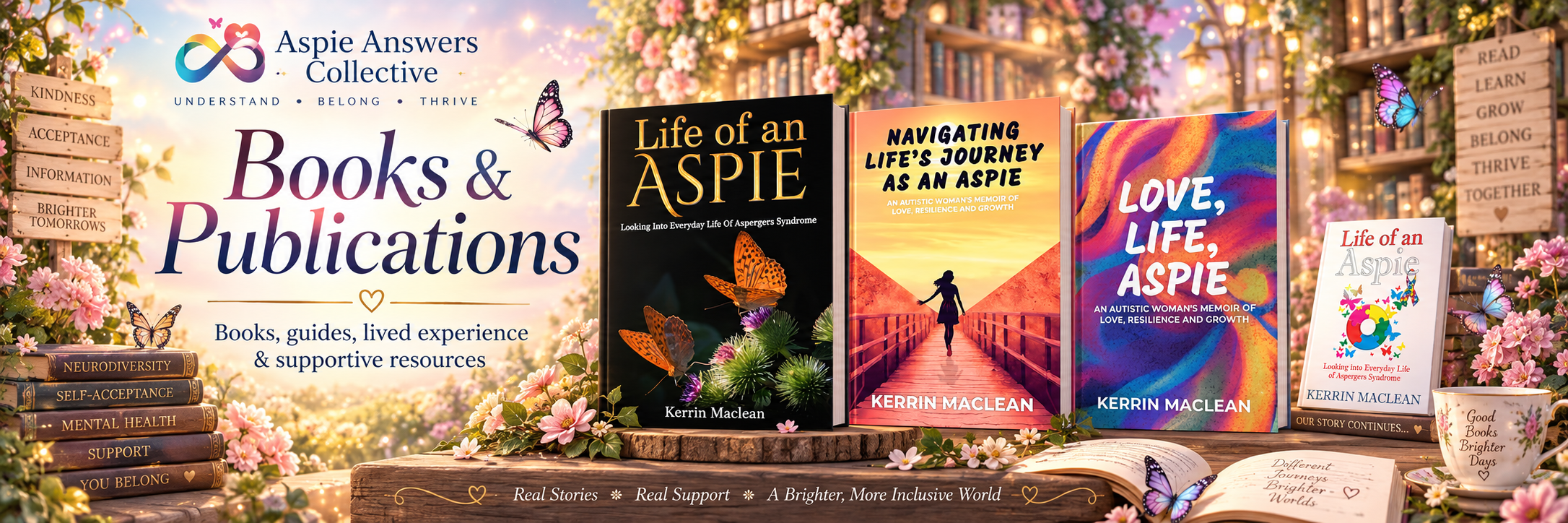 Books and Publications from Aspie Answers featuring Kerrin Maclean's published books and supportive resources.