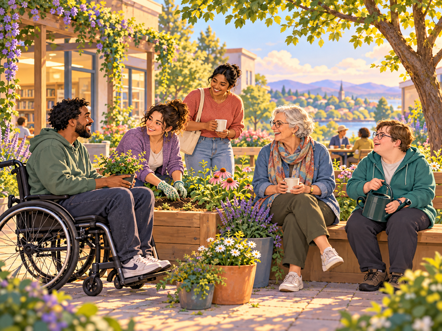 People with different support and access needs taking part in everyday community life together