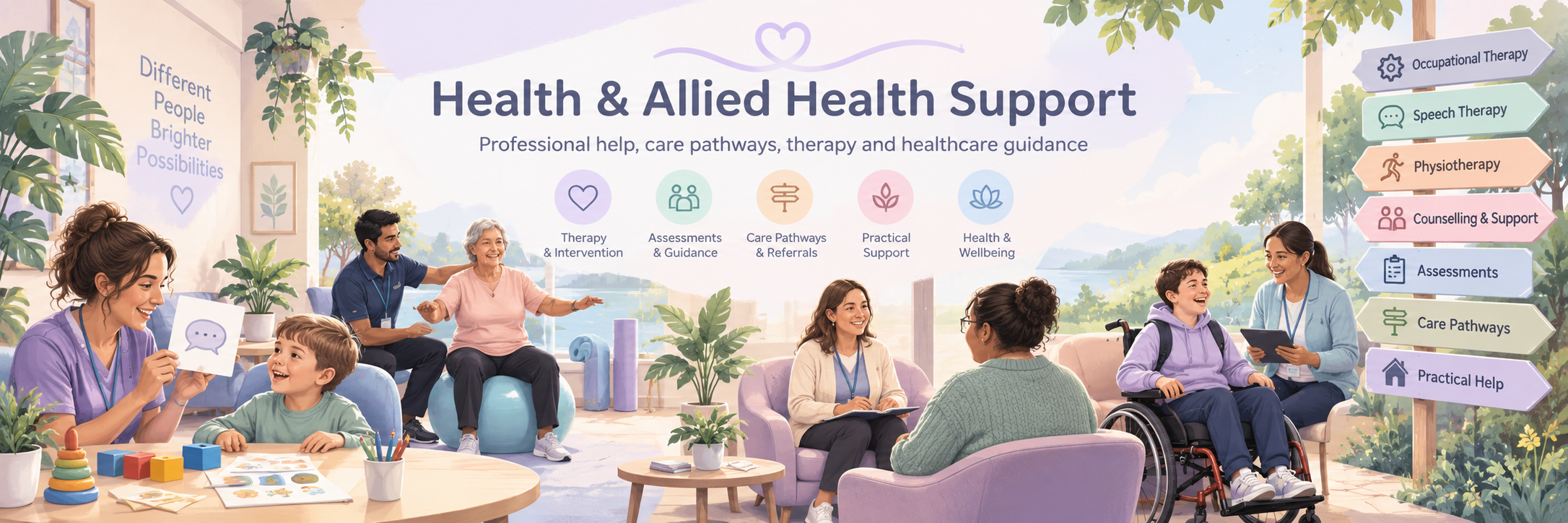 Health and Allied Health Support with therapy, assessments, care pathways, practical support and inclusive healthcare guidance