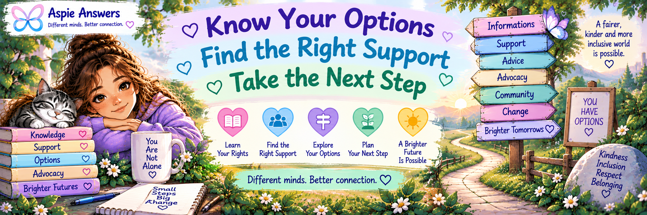Illustrated divider reading: Know Your Options, Find the Right Support, Take the Next Step.