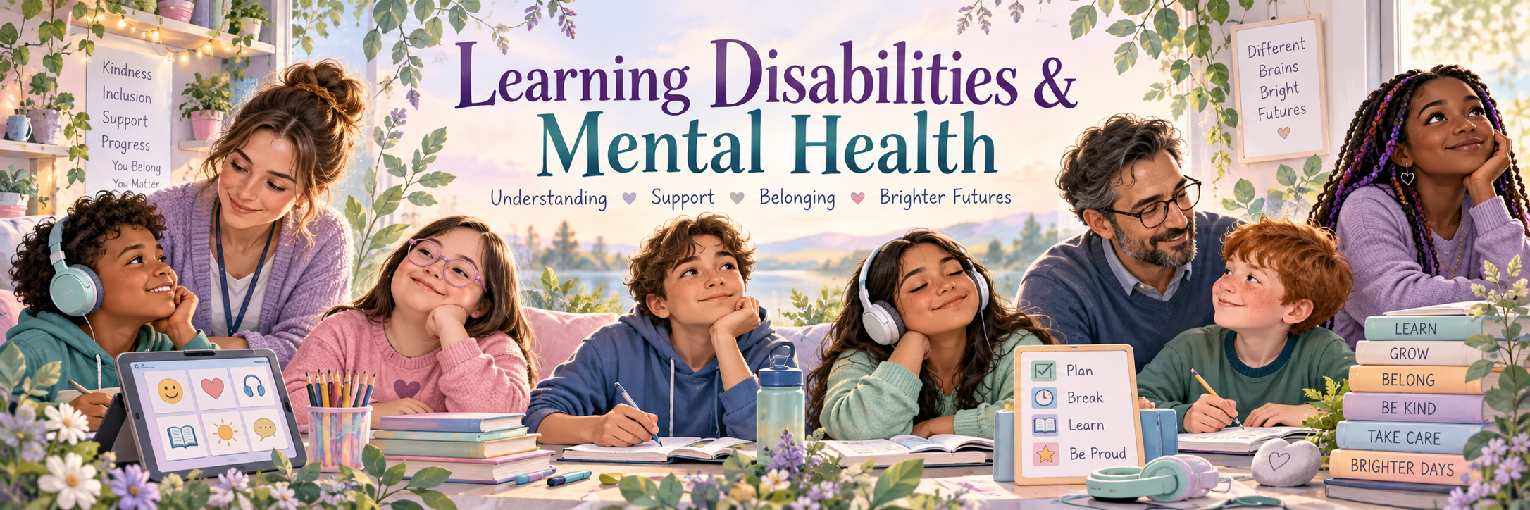 Learning Disabilities and Mental Health banner showing understanding, support and belonging